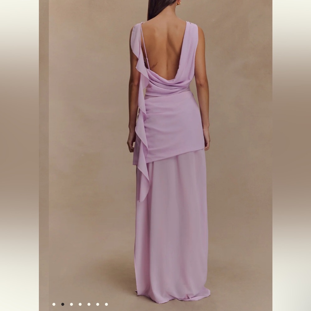 Meshki - Draped Chiffon Maxi Dress - Light Lilac